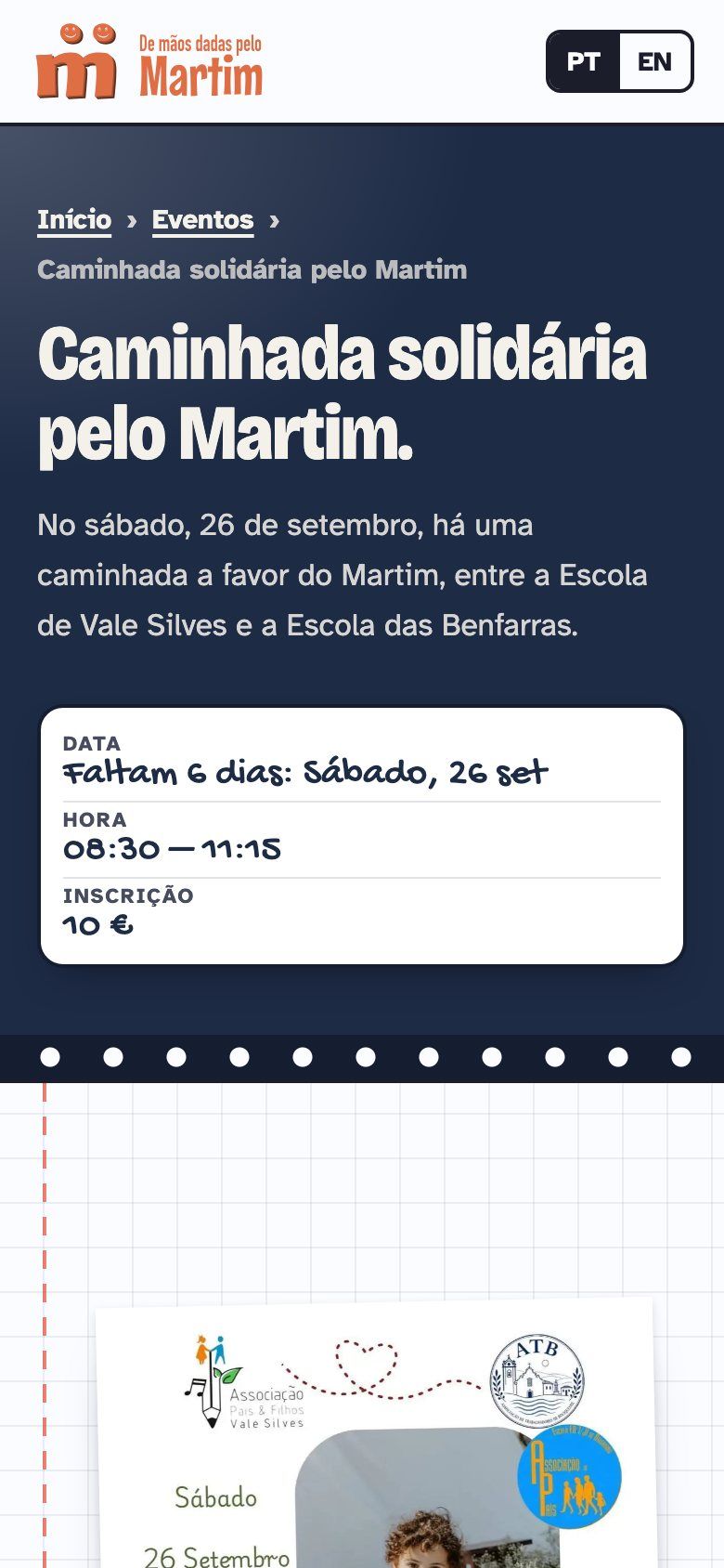 De mãos dadas pelo Martim — Página de evento (mobile)