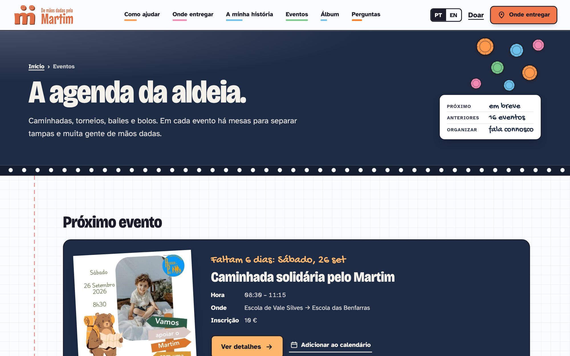 De mãos dadas pelo Martim — Agenda de eventos