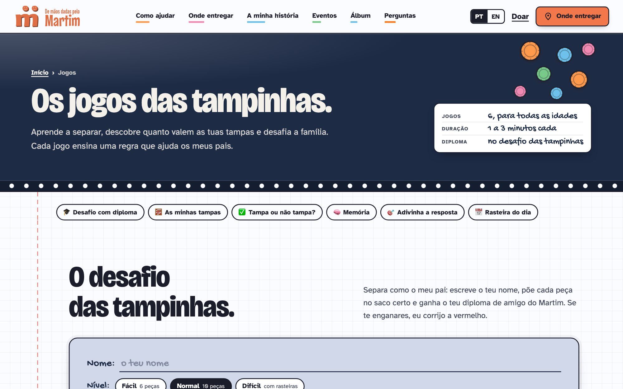 De mãos dadas pelo Martim — Jogos