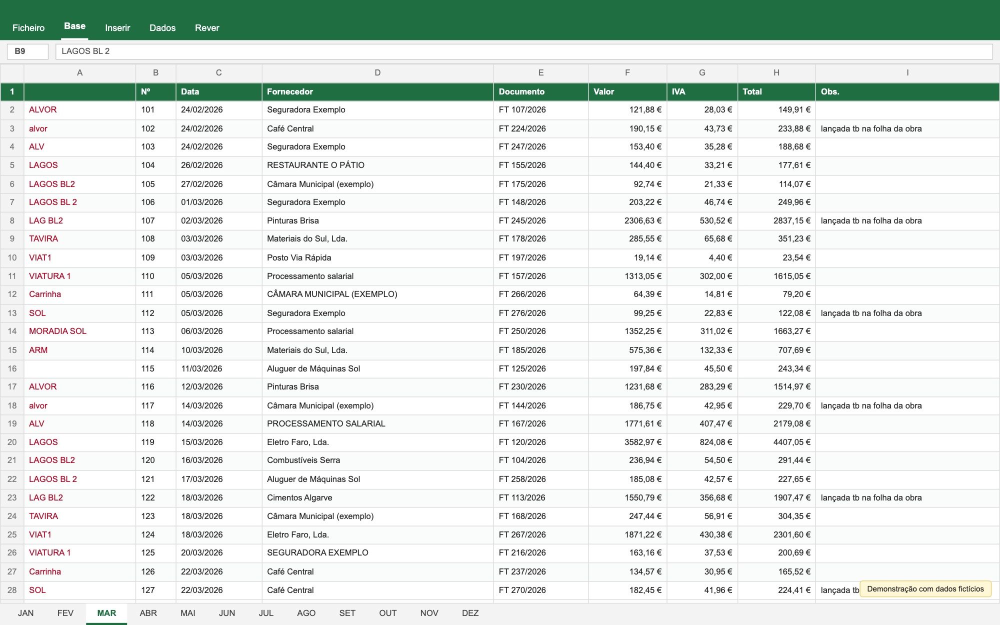 Antes: o Excel original (reconstruído, dados fictícios)