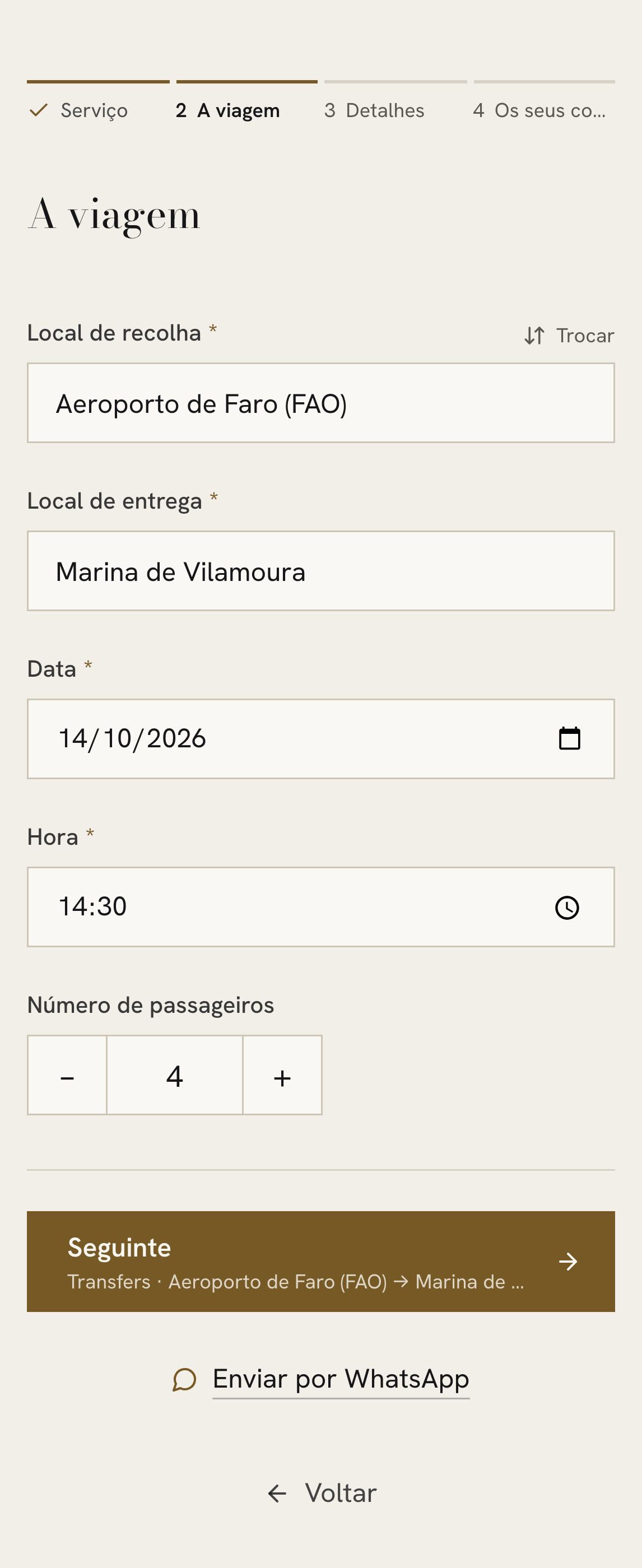 MoreTravel — Passo 2: A viagem (mobile)