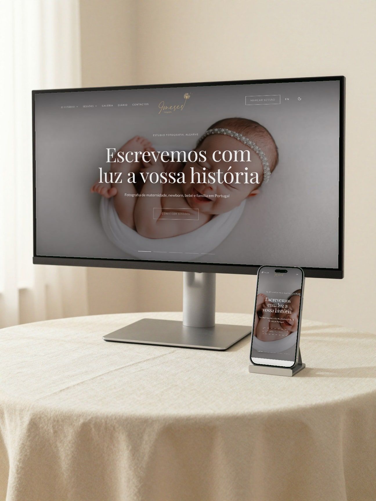 9 Meses Fotografia: Site de um estúdio de fotografia de maternidade e newborn no Algarve, agora um site estático, rápido e bilingue.