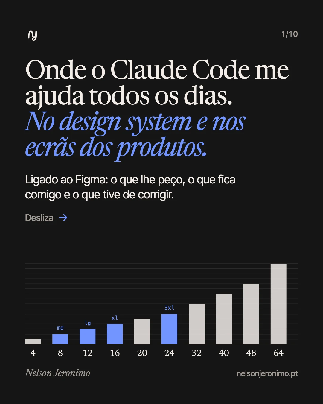 Slide 1: onde o Claude Code me ajuda todos os dias: no design system e nos ecrãs dos produtos.