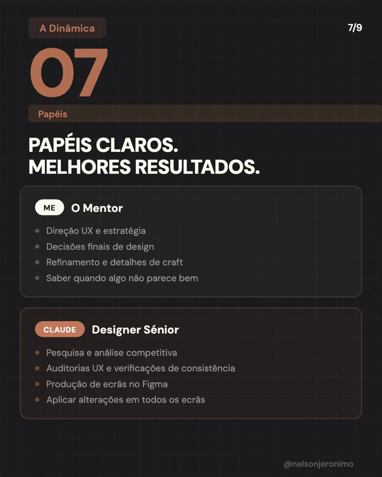 Slide 7: clear roles, the mentor and the senior designer.